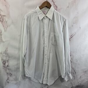 Brooks Brothers Shirt Mens Large White Blue 16.5 Makers